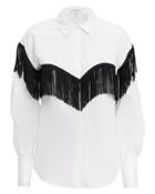 Derek Lam 10 Crosby Fringe Button Down Shirt White Zero