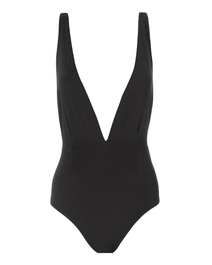 Haight Marina Plunge Neck One Piece Swimsuit Black L