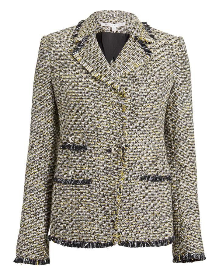 Veronica Beard Fabian Tweed Jacket Black/white/yellow/silver 2