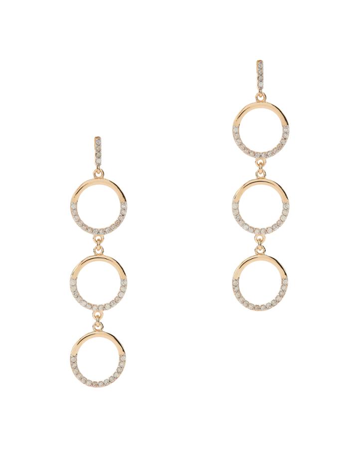 Mateo Three Tier Circle Drop Diamond Earrings Metallic 1size