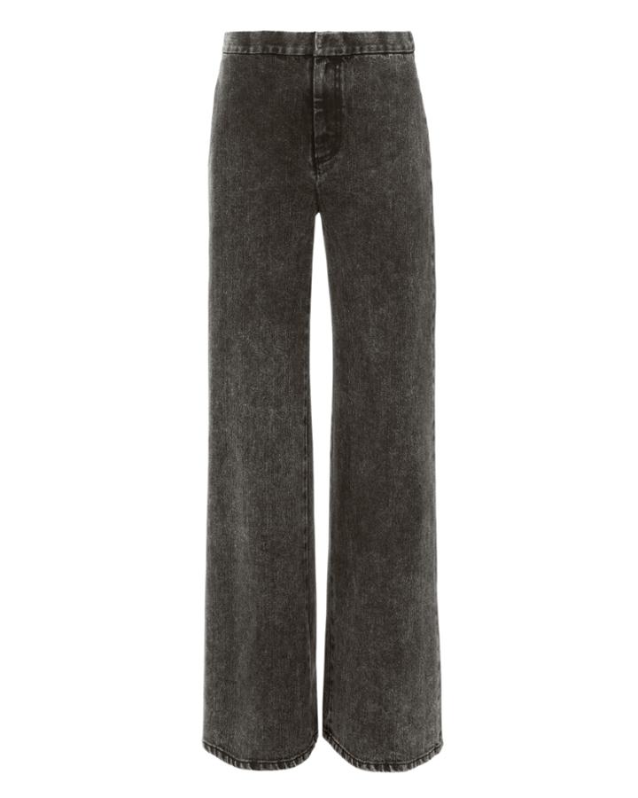 Adam Lippes Acid Wash Wide Leg Denim Pants Black 4