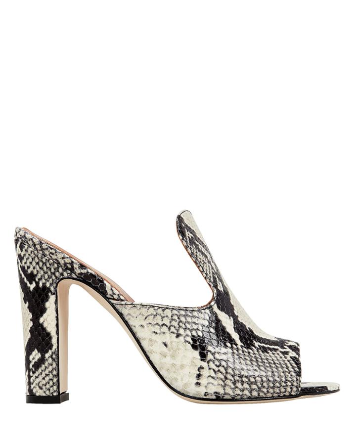 Paris Texas Snakeskin Embossed Slides Black/white 37