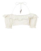 Zimmermann Melody Off Shoulder Crop Top Ivory Zero