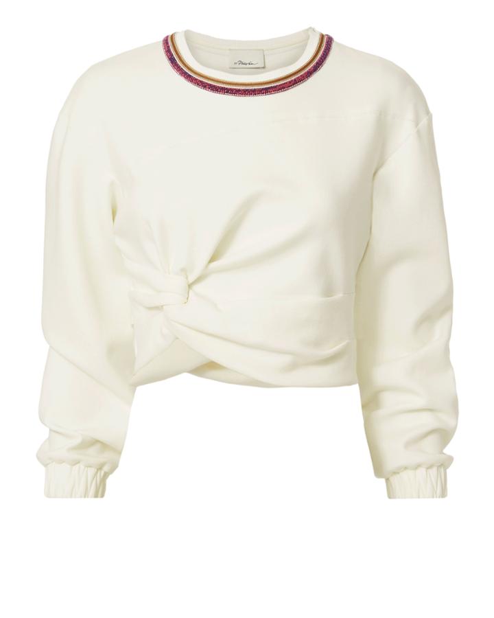 3.1 Phillip Lim Twisted Crop Sweater White P