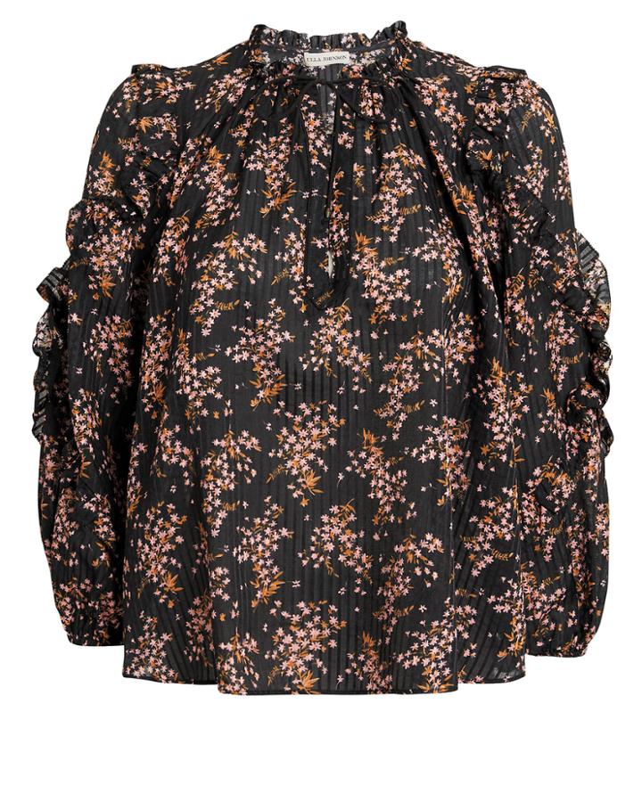 Ulla Johnson Manet Jet Blouse Black/floral 4