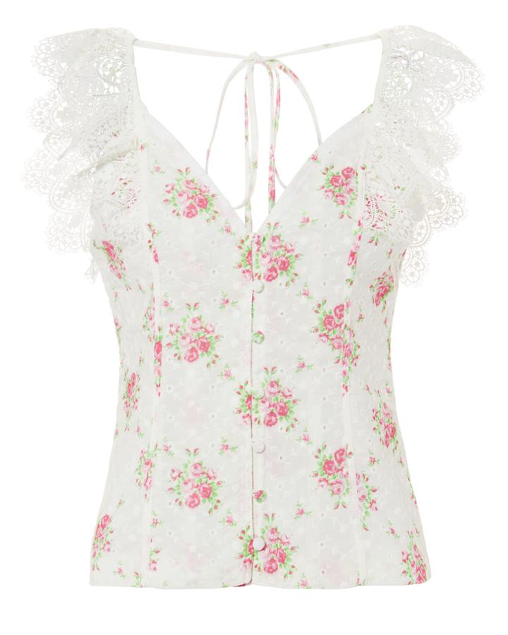Nightcap Clothing Eliza Eyelet Floral Top Multi P