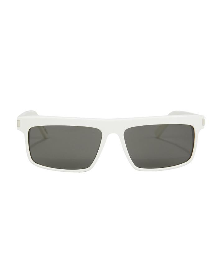 Saint Laurent Narrow Rectangle White Sunglasses White 1size