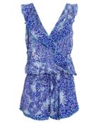Poupette St Barths Poupette St Barth Yoana Ruffled Romper Blue/white P