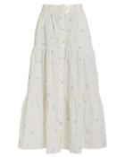 Solid & Striped Tiered Button Up Cotton Skirt Ivory/print S