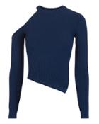 Cushnie Et Ochs Cold Shoulder Asymmetrical Navy Sweater Navy P