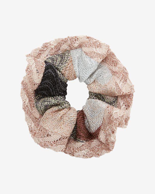 Missoni Lurex Knit Hair Scrunchie: Rosegold