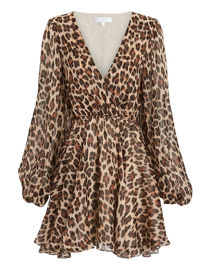 Caroline Constas Olena Leopard Mini Dress Multi S