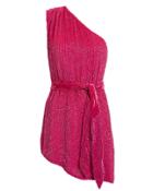 Retrofte Fuchsia One Shoulder Sequin Mini Dress Fuchsia S
