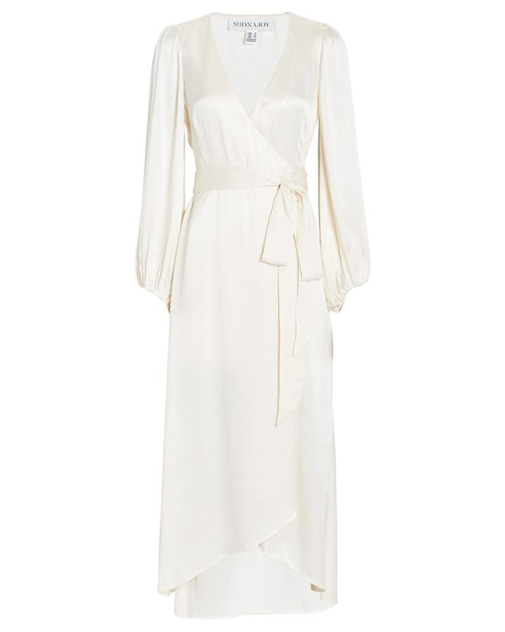 Shona Joy Elton Satin Wrap Dress Ivory 8