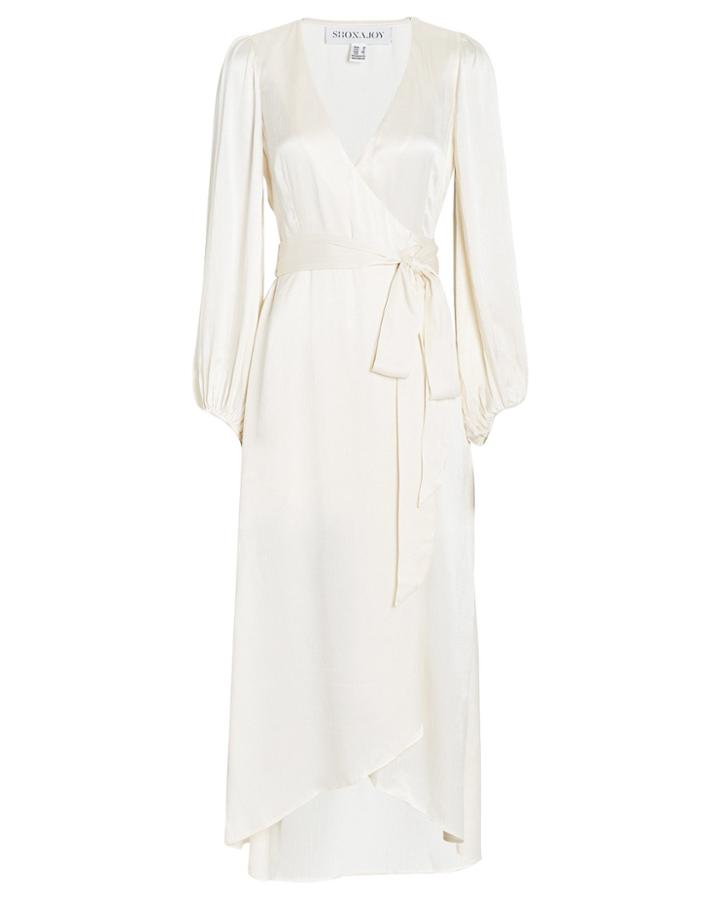 Shona Joy Elton Satin Wrap Dress Ivory 8