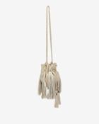 Sara Battaglia Jasmine Fringe Bucket Bag: Beige