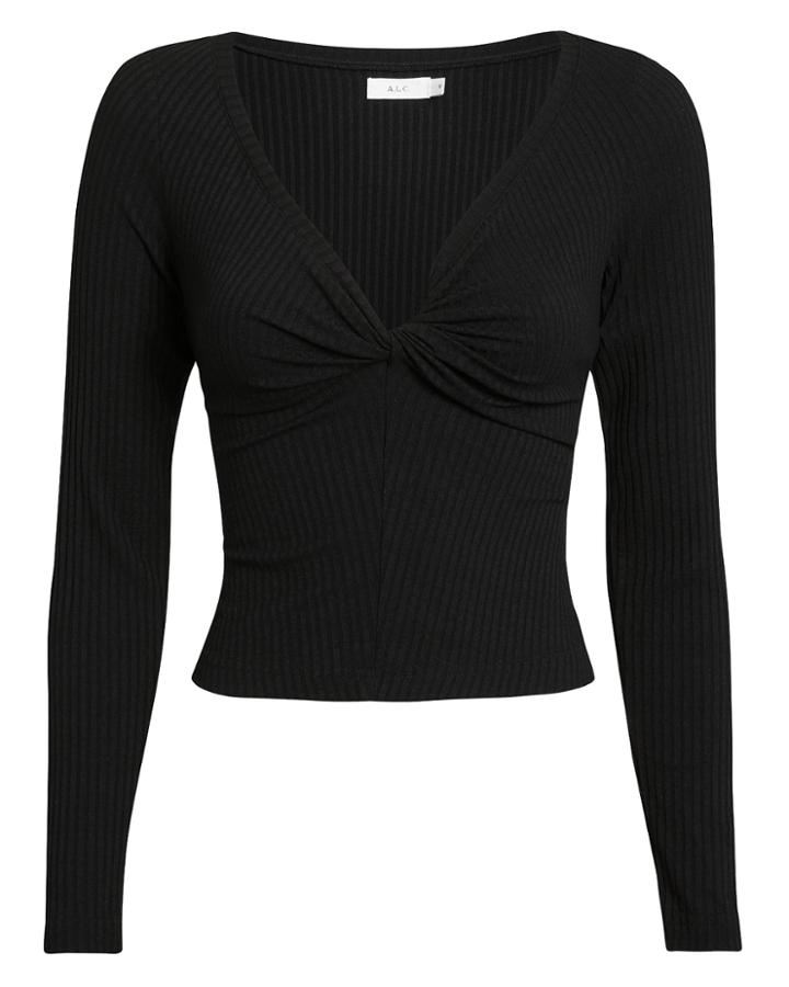 Alc A.l.c. Savannah Rib Knit Black Top Black L