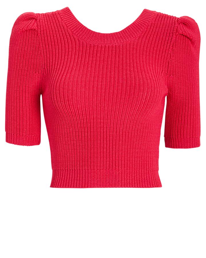 Cushnie Et Ochs Cushnie Pleated Sleeve Knit Crop Top Red P