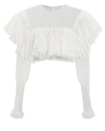 Philosophy Di L.serafini Philosophy Di Lorenzo Serafini Sheer Ruffle Crop Top White 38