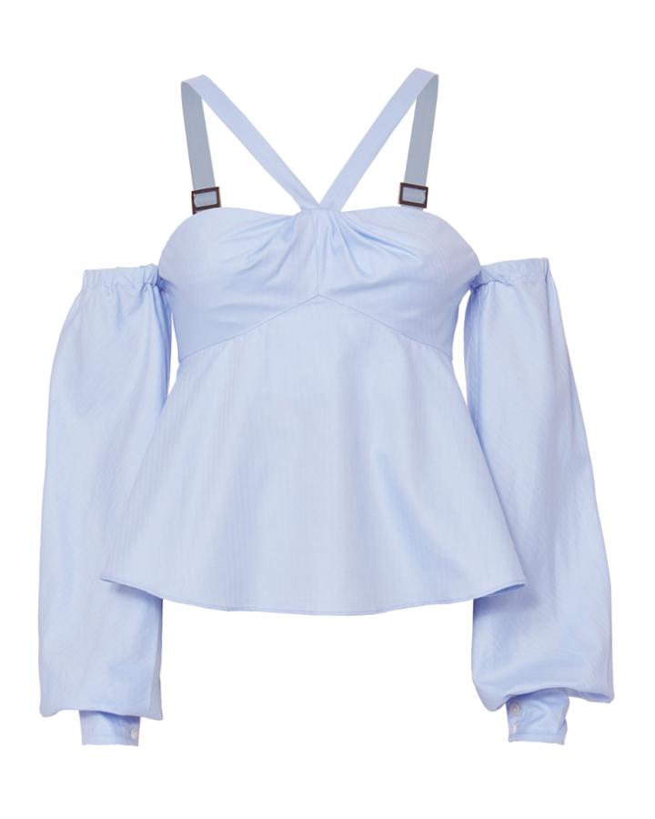 Jonathan Simkhai Herringbone Cold Shoulder Top