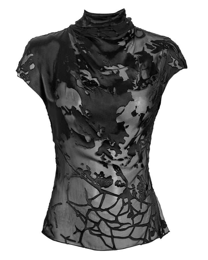 Cushnie Havana Floral Burnout Blouse Black 4