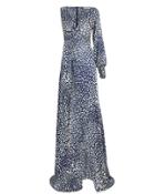 Alexis Kasadee One-shoulder Cheetah Print Gown Blue/white P