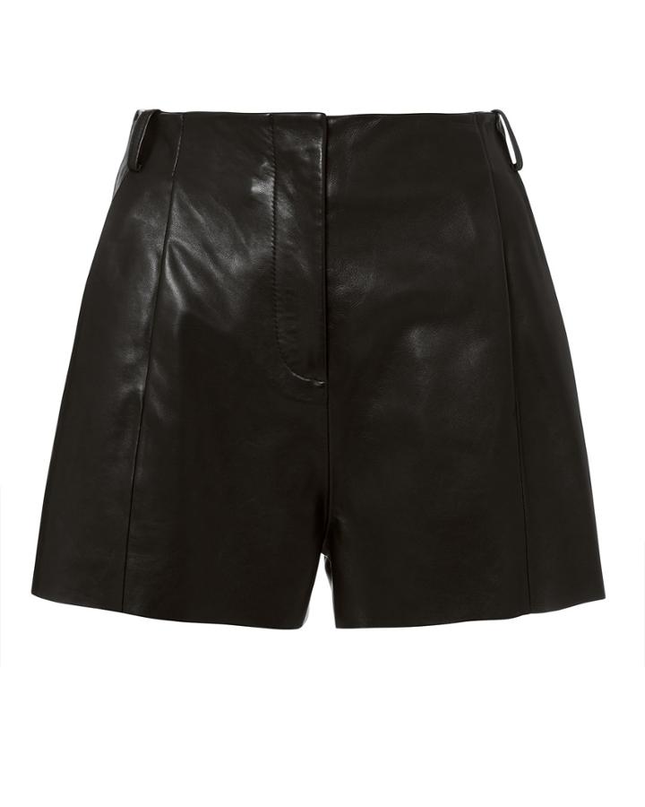 Veda Black Leather Shorts Black P