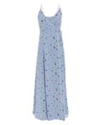 Ganni Serenity Blue Strappy Maxi Dress Blue-lt 34