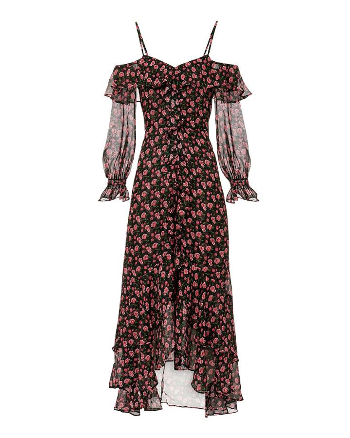 Exclusive For Intermix Intermix Beatrix Floral Dress Black 8