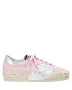 Golden Goose Hi Star Silver Paint Pink Leather Low-top Sneakers Pink 38