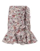 Caroline Constas Floral Ruffle Mini Skirt