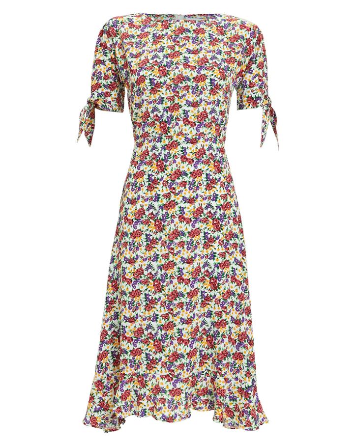 Faithfull The Brand Emilia Floral Crepe Midi Dress Red/floral M