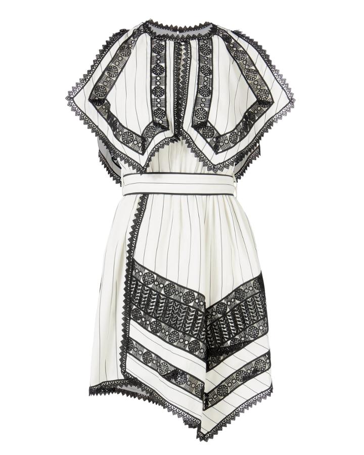 Self-portrait Striped Handkerchief Dress Blk/wht 2