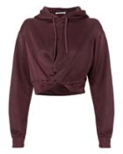 T By Alexander Wang Twist Front Cropped Hoodie Red-drk P