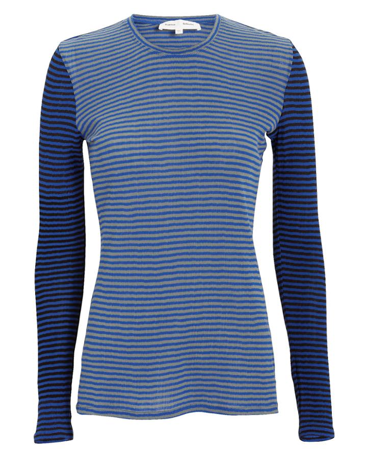 Proenza Schouler Pswl Mixed Stripe Jersey Top Blue-drk P
