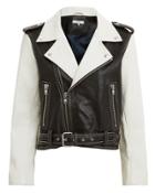 Ganni Angela Black And White Leather Jacket Black/white 38