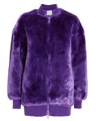 Tibi Purple Faux Fur Zip Up Track Jacket Purple M
