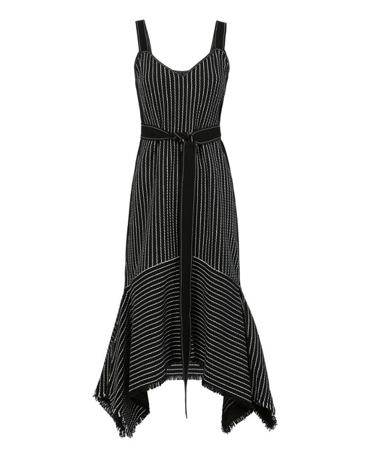 Derek Lam 10 Crosby Striped Crochet Cami Dress Black 6