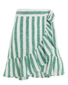 Rails Etienne Striped Wrap Skirt Green/white M