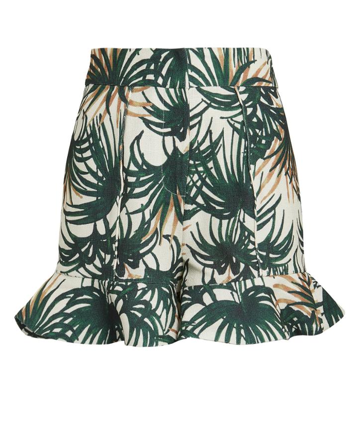 Patbo Palm Print Ruffle Hem Shorts Palm Print/ivory Zero