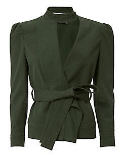 Derek Lam 10 Crosby Ruffle Twill Belted Jacket