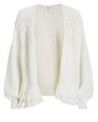 Frame Fringe Hem Cardigan White P