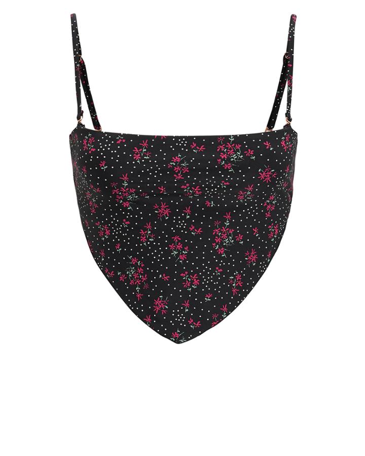 Bond Eye Black Dahlia Scarf Bikini Top Black/red Floral S