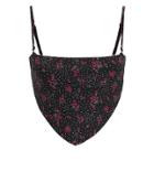 Bond Eye Black Dahlia Scarf Bikini Top Black/red Floral S