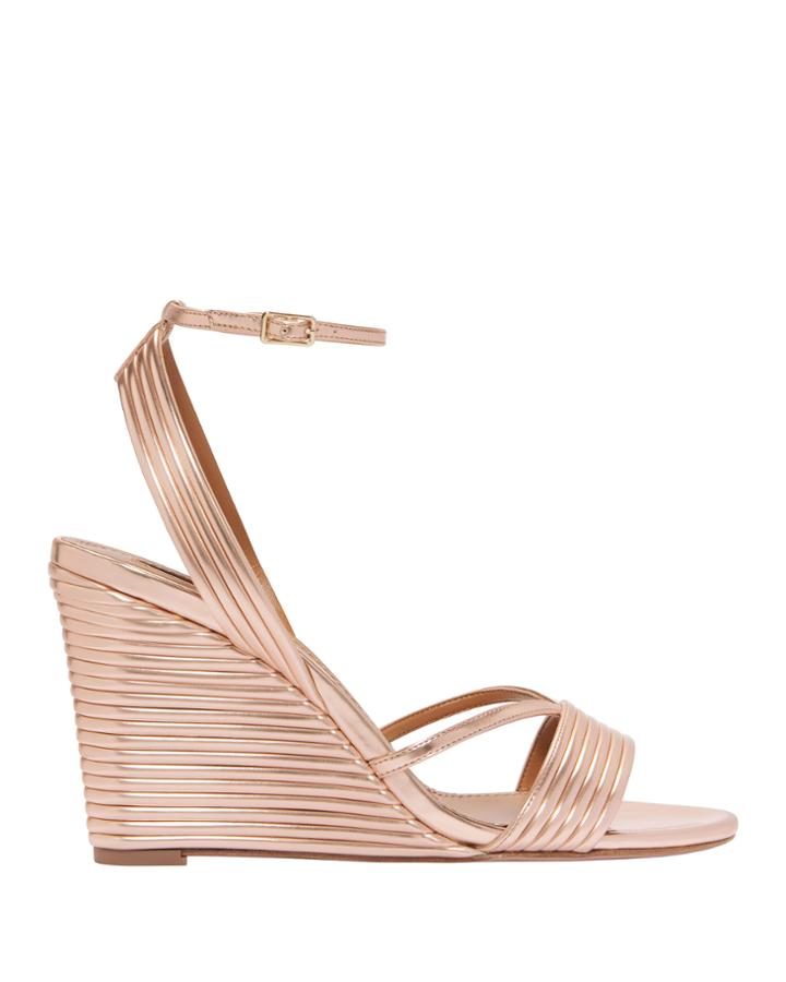 Aquazurra Aquazzura Sundance Wedge Ankle Strap Sandals Metallic 36