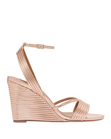 Aquazurra Aquazzura Sundance Wedge Ankle Strap Sandals Metallic 36