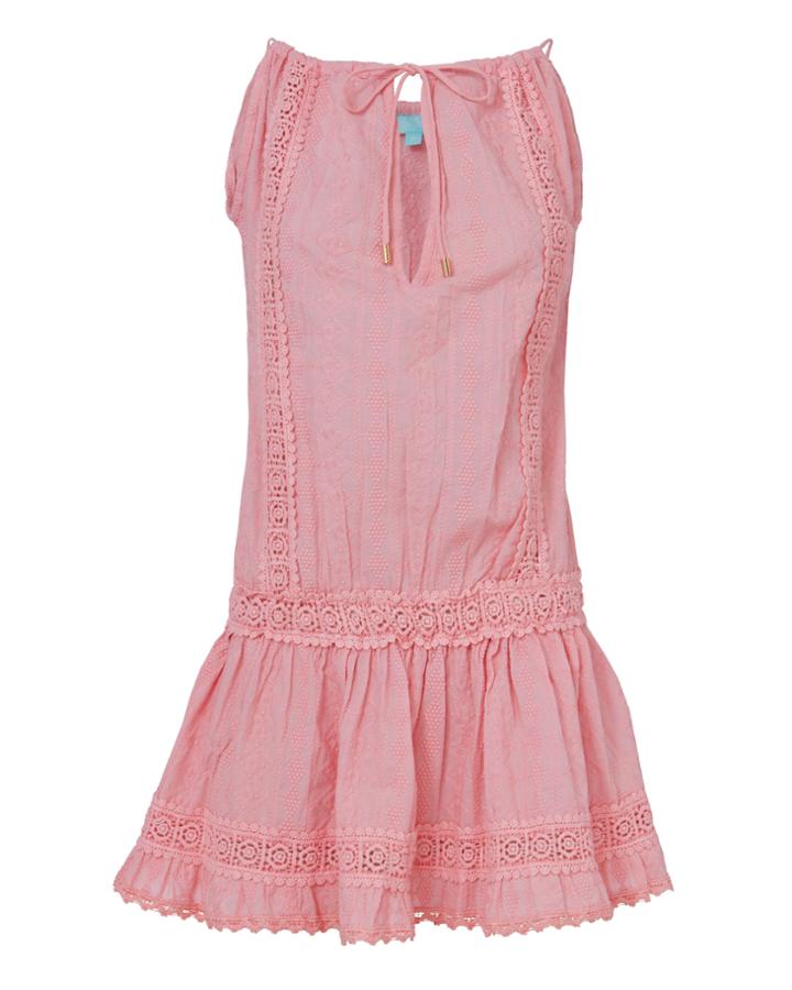 Melissa Odabash Chelsea Embroidered Mini Dress Blush L
