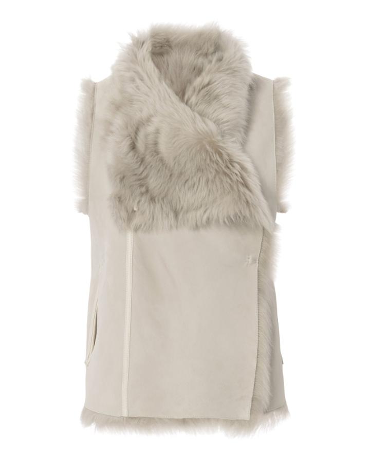 Intermix Yves Salomon Toscana Shearling Vest Taupe 38