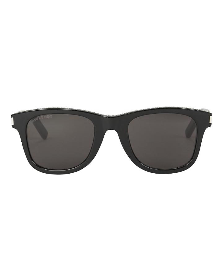 Saint Laurent Flat Top Embellished Sunglasses Black 1size