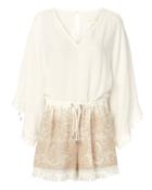 Jonathan Simkhai Swim Embroidered Tassel-trimmed Romper Ivory P